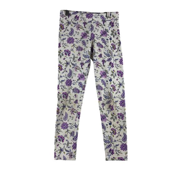 Janie and Jack Floral Thick Cotton Blend Leggings Girls 8 Purple White Play READ - Picture 1 of 7